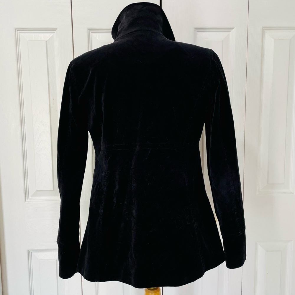 Calvin Klein Jeans Black Velvet Double-Breasted Pea Coat Missing button - Picture 4 of 6